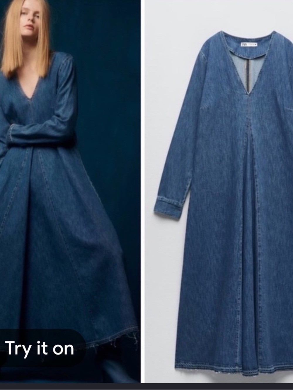 Zara Denim Maxi Dress in Blue